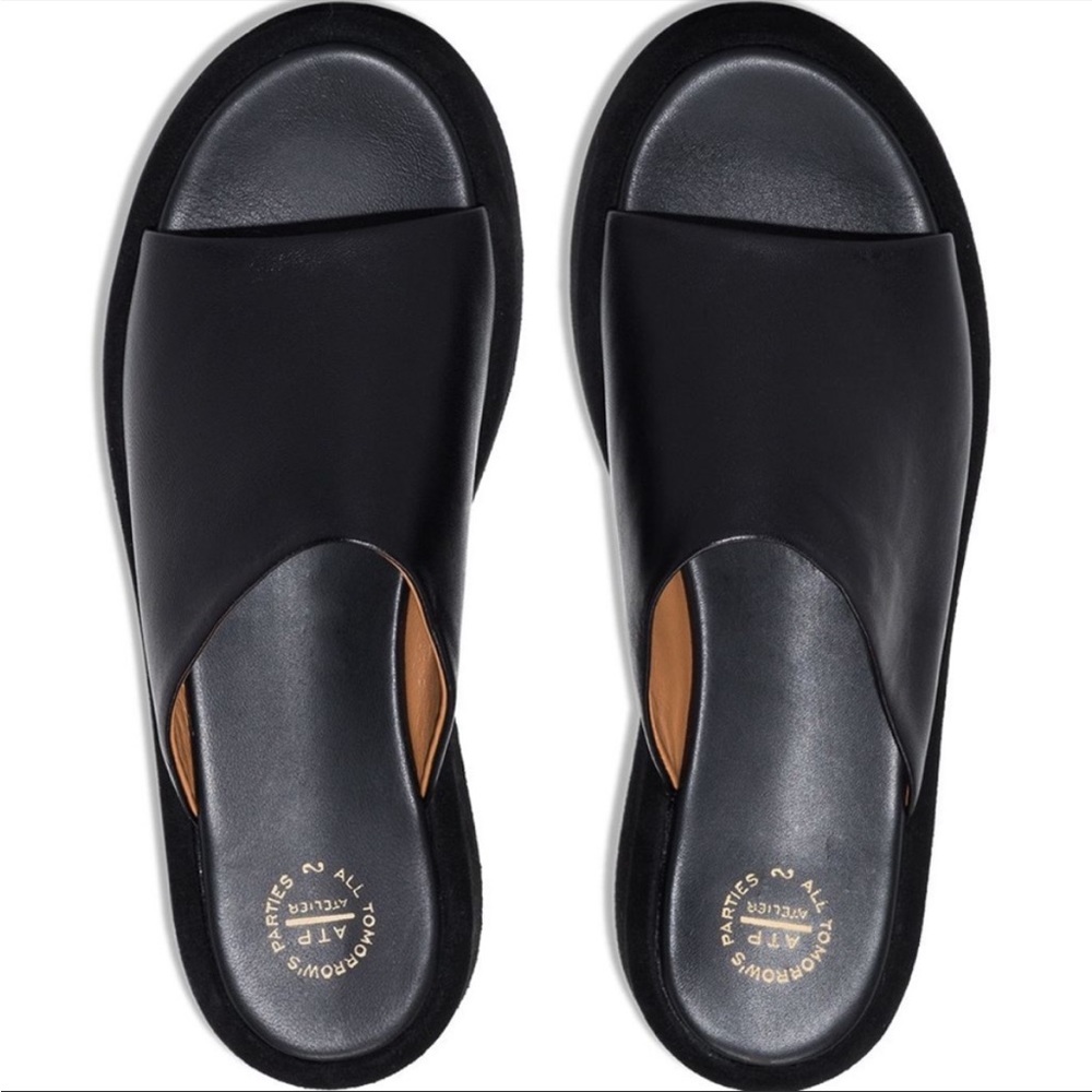 Black Leather Slide Sandals - Modern Women's Comfort